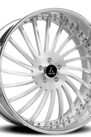 26" Artis Forged Wheels International Brushed Silver Face with Chrome Lip Rims Clearance