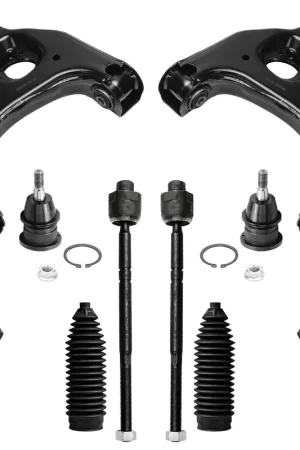 10pc Front Lower Control Arms Upper Ball Joints Tie Rods Boots Suspension Kit New Release