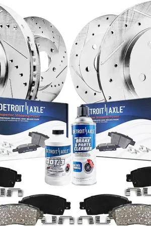 10pc Front & Rear Drilled Slotted Rotors and Ceramic Brake Pads Kit Worldwide Shipping