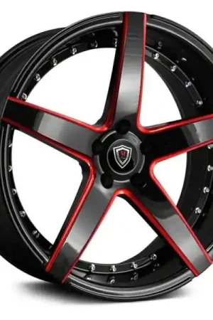 Secure Checkout Marquee M3226 Wheel 22x10.5 5x114.3 Black w/ Red Milling 40mm - FREE T-SHIRT INCLUDED!