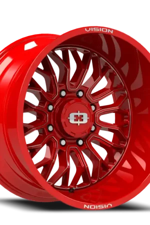 Top Rated Vision Riot 402 Wheel 22x10 8x165.1 Red Tint Milled Spokes -19mm - FREE T-SHIRT INCLUDED!