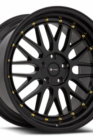 Popular Vors Vr8 Wheel 18x9 5x108 Black w/ Gold Rivets 35mm