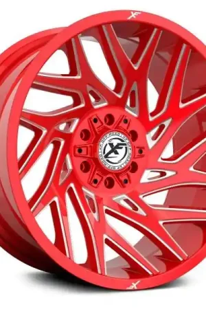 Xf Off-Road Xf-229 Wheel 24x12 6x135 & 6x139.7 Anodized Red & Milled -44mm - MINIMUM PURCHASE OF 4 WHEELS Free Returns