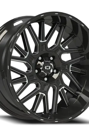 Trending Vision Brawl 404 Wheel 24x12 5x139.7 Gloss Black Milled Spoke -51mm - MINIMUM PURCHASE OF 4 WHEELS - FREE T-SHIRT INCLUDED!