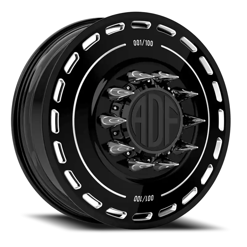 Direct From Factory Adf Ltd Dually Wheel 26x8.25 8x165.1 Gloss Black/Machined 132mm - MINIMUM PURCHASE OF 4 - FREE T-SHIRT INCLUDED!