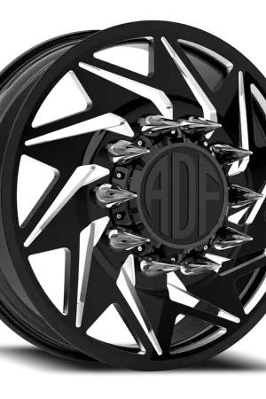 Fresh Stock Adf - Flex Right Dually Wheel 20x8.25 8x165.1 Gloss Black/Machined 144mm - MINIMUM PURCHASE OF 4 - FREE T-SHIRT INCLUDED!