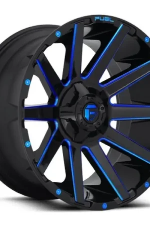 Exclusive Fuel Offroad Wheels Contra D644 Gloss Black Milled w/ Blue Accents 20x10 -18mm Offset 5x139.7 (5x5.5),5x150