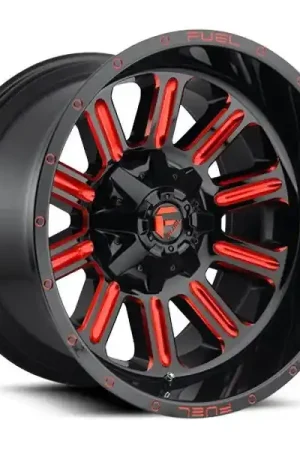 Fuel Offroad Wheels Hardline D621 Gloss Black Milled w/ Red Accents 20x9 1mm Offset 8x165.1 (8x6.5) Free Shipping