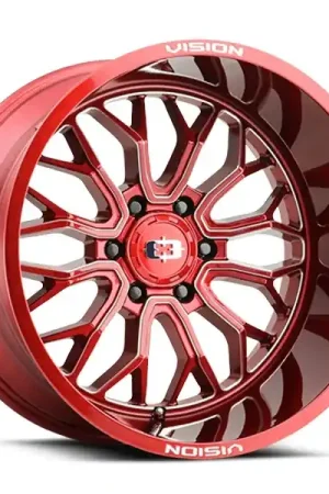 Secure Checkout Vision Wheels Riot 402 Gloss Red Milled 24x12 -51mm Offset 6x139.7 (6x5.5)