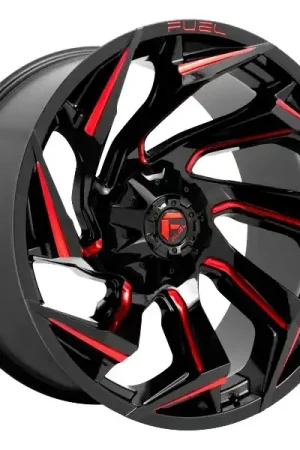 Fuel Offroad Wheels Reaction D755 Gloss Black Milled with Red Tint 20x10 -18mm Offset 6x135,6x139.7 (6x5.5) High Quality
