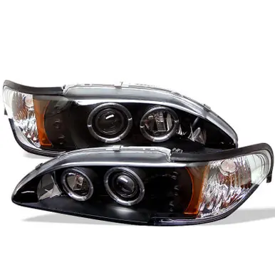 Spyder Ford Mustang 94-98 1PC Projector LED Halo Amber Reflctr LED Blk Low H3 PRO-YD-FM94-1PC-AM-BK - 5010391 Original