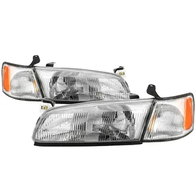 Best Price xTune 97-99 Toyota Camry 4pc OEM Style Headlights w/Corner Lights - Chrome (HD-JH-TCAM97-SET-C) - 9042843