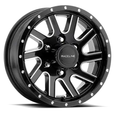 Deal Raceline 820M Twisted 15x6in / 6x139.7 BP / 0mm Offset / 4.25mm Bore - Black & Machined Wheel - 820M-56060
