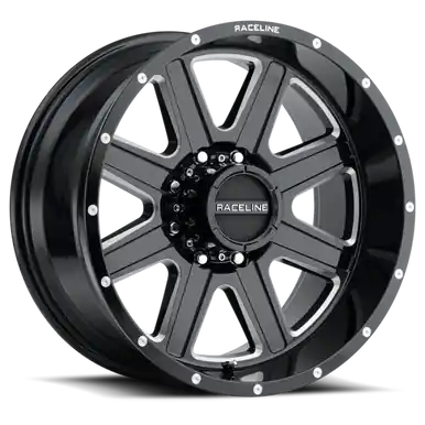 Best Choice Raceline 940M Hostage 20x12in / 8x165.1 BP / -44mm Offset / 125.2mm Bore - Black & Milled Wheel - 940M-21280-44