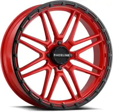 Cheap Raceline A11RB Krank-XL 22x7in / 4x137 BP / 0mm Offset / 110.18mm Bore - Red/Black Wheel - A11R-22737-00