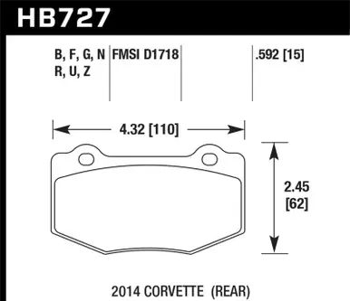 Free Shipping Hawk 2014 Chevrolet Corvette DTC-70 Rear Brake Pads - HB727U.592
