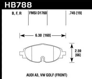 Bargain Hawk 15-17 VW Golf / Audi A3/A3 Quattro HPS Street Front Brake Pads - HB788F.745