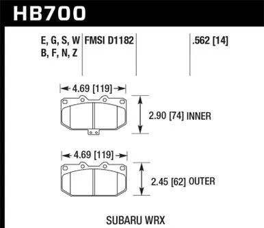 Hawk 06-07 Subaru Impreza WRX HP Plus Front Street Brake Pads - HB700N.562 Genuine