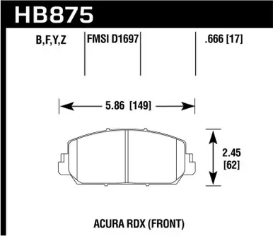 Hawk 14-17 Acura RDX/RLX HPS Street Front Brake Pads - HB875F.666 Get Yours