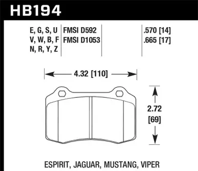Hawk 2010 Camaro SS Performance Ceramic Street Rear Brake Pads - HB194Z.570 Bulk Order