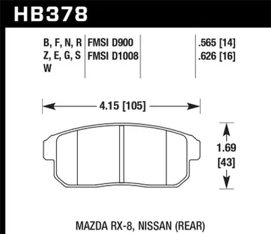 Hawk 03-07 RX8 HP+ Street Rear Brake Pads (D1008) - HB378N.565 Weekend Sale