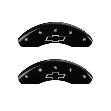 New Arrival MGP Front set 2 Caliper Covers Engraved Front Bowtie Black finish silver ch - 14230FBOWBK