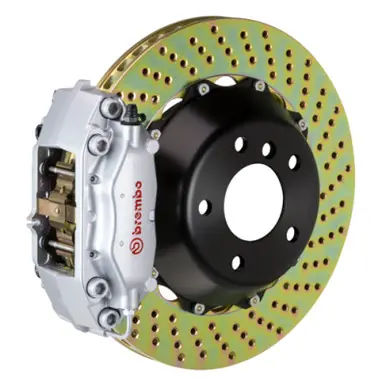 New Arrival Brembo 06-11 GS300 Rear GT BBK 4 Piston Cast 2pc 345x28 2pc Rotor Drilled-Silver - 2C1.8027A3