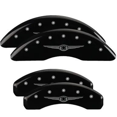 Seasonal Sale MGP 4 Caliper Covers Engraved Front & Rear Style 1/Chrysler Wing Black finish silver ch - 32002SCW1BK