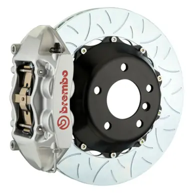 Brembo 08-13 M3 (E90/E92/E93) Rear GT BBK 4 Piston Cast 380x28 2pc Rotor Slotted Type-3-Silver - 2P3.9013A3 Fan Favorite