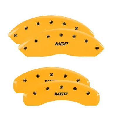 Flash Sale MGP 4 Caliper Covers Engraved Front & Rear MGP Yellow finish black ch - 14004SMGPYL