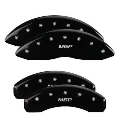 Clearance MGP 4 Caliper Covers Engraved Front & Rear MGP Black Finish Silver Char 2017 Nissan Titan - 17223SMGPBK