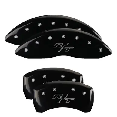 Bulk Order MGP 4 Caliper Covers Engraved Front & Rear Vintage Style/RT Black finish silver ch - 12162SRTRBK