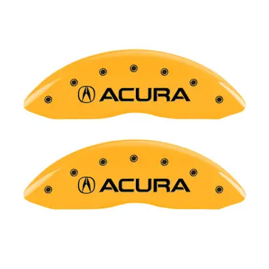 Money Back Guarantee MGP 4 Caliper Covers Engraved Front & Rear Acura Yellow finish black ch - 39011SACUYL