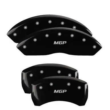 MGP 4 Caliper Covers Engraved Front & Rear MGP Black Finish Silver Char 2019 Chevrolet Blazer - 14255SMGPBK Crafted