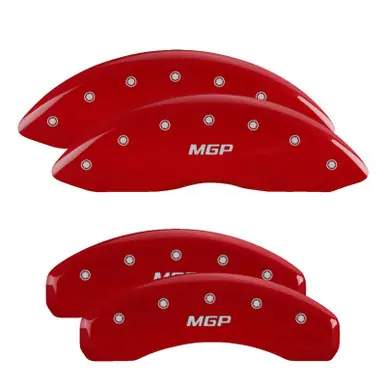 Last Chance MGP 4 Caliper Covers Engraved Front & Rear MGP Red finish silver ch - 22205SMGPRD