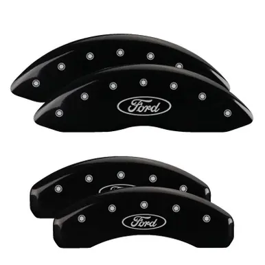 Popular MGP 4 Caliper Covers Engraved Front & Rear Oval logo/Ford Black finish silver ch - 10243SFRDBK