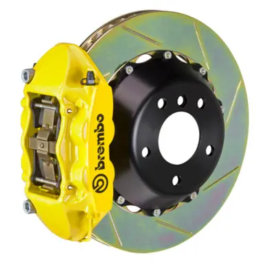 Fresh Stock Brembo 11-18 Cayenne Turbo Rear GT BBK 4 Piston Cast 380x28 2pc Rotor Slotted Type-1- Yellow - 2S2.9006A5