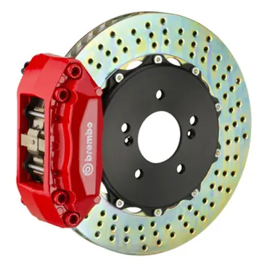 Today Only Brembo 93-01 Impreza (GC/GF/GM) Front GT BBK 4 Piston Cast 2pc 328x28 2pc Rotor Drilled-Red - 1A1.6006A2