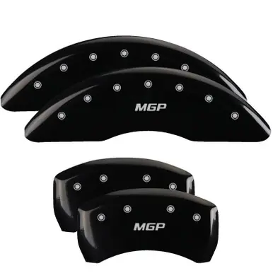 MGP 4 Caliper Covers Engraved Front & Rear MGP Black Finish Silver Char 2016 Buick Regal - 49012SMGPBK Special Offer