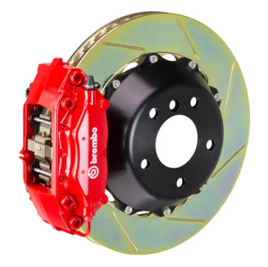 Same Day Shipping Brembo 95-98 993 C2/C4/C4S/Turbo Rear GT BBK 4 Piston Cast 345x28 2pc Rotor Slotted Type1-Red - 2P2.8019A2