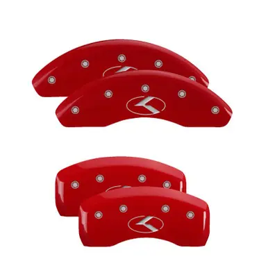 Crafted MGP 4 Caliper Covers Engraved Front & Rear Circle K/Kia Red finish silver ch - 21186SCRKRD