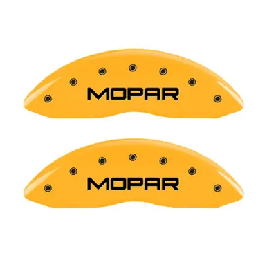 MGP 4 Caliper Covers Engraved Front & Rear Mopar Yellow Finish Black Char 2005 Chrysler Crossfire - 32010SMOPYL Best Choice