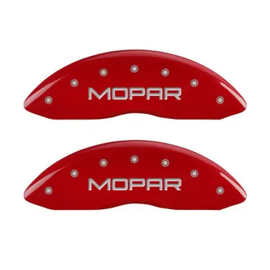 Deal MGP Front set 2 Caliper Covers Engraved Front MOPAR Red finish silver ch - 42011FMOPRD