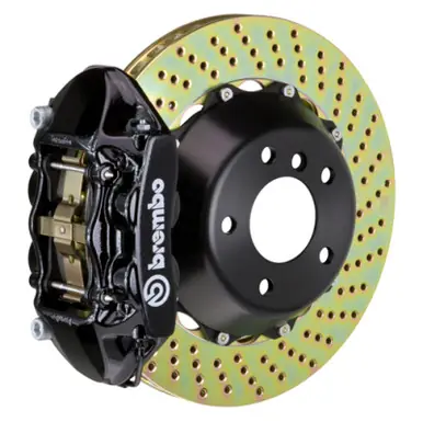 Original Brembo 03-08 SL55 AMG (Excl-Black Series) Rr GT BBK 4Pist Cast 380x28 2pc Rotor Drilled-Black - 2P1.9011A1