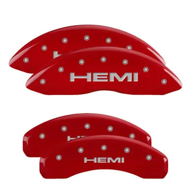 MGP 4 Caliper Covers Engraved Front & Rear Hemi Red finish silver ch - 42002SHEMRD Get Yours