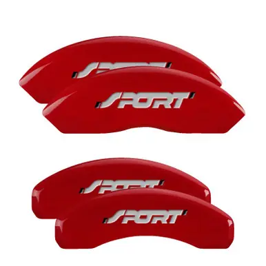 Popular MGP 4 Caliper Covers Engraved Front & Rear Edge Red finish silver ch - 10119SEDGRD