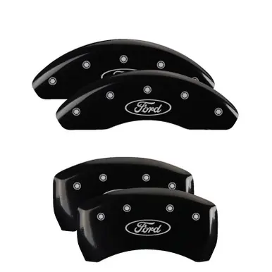 Price Drop MGP 4 Caliper Covers Front and Rear 22-24 Ford Maverick Powder Coat Finish - Blk w/ Silv. Ford Logo - 10260SFRDBK