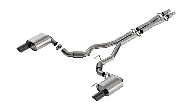 Worldwide Shipping Borla 2024 Ford Mustang GT 5.0L V8 w/o Active Exhaust S-Type Cat-Back Exhaust System - Black Chrome