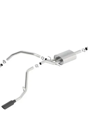Borla 14 Sierra 1500 C/B S-Type Exh/2.75in Into Dual 2.25in Out 4in Split Rear Exit-Black Chrome Warranty Included